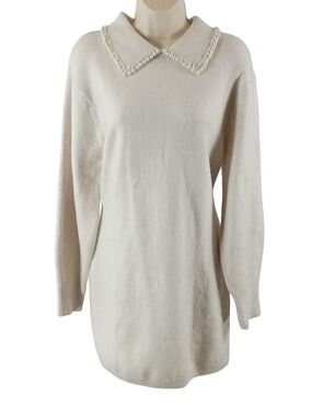 H&M Cream Pearl-Trim Collar Sweater